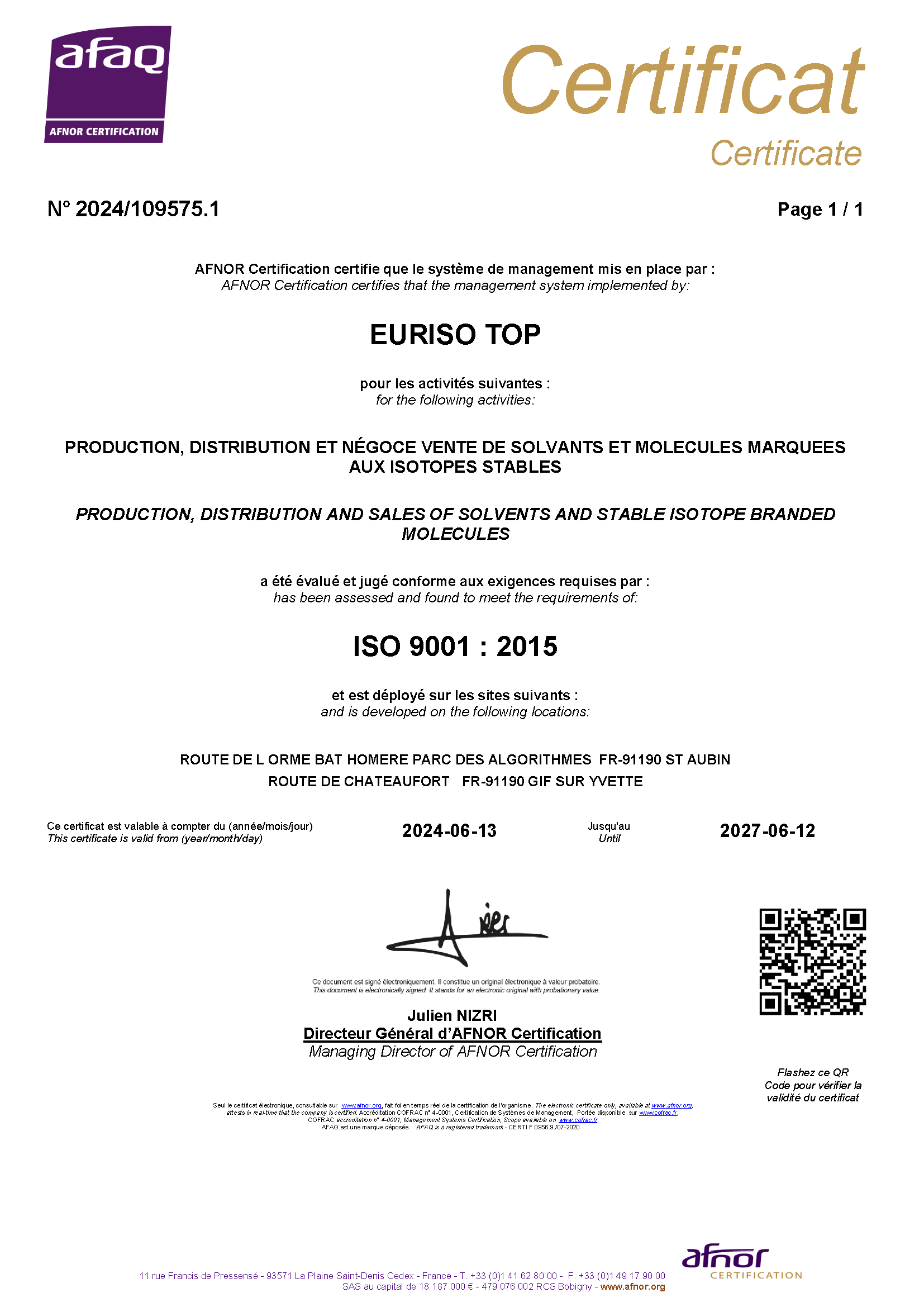ISO 9001:2015 Certificate